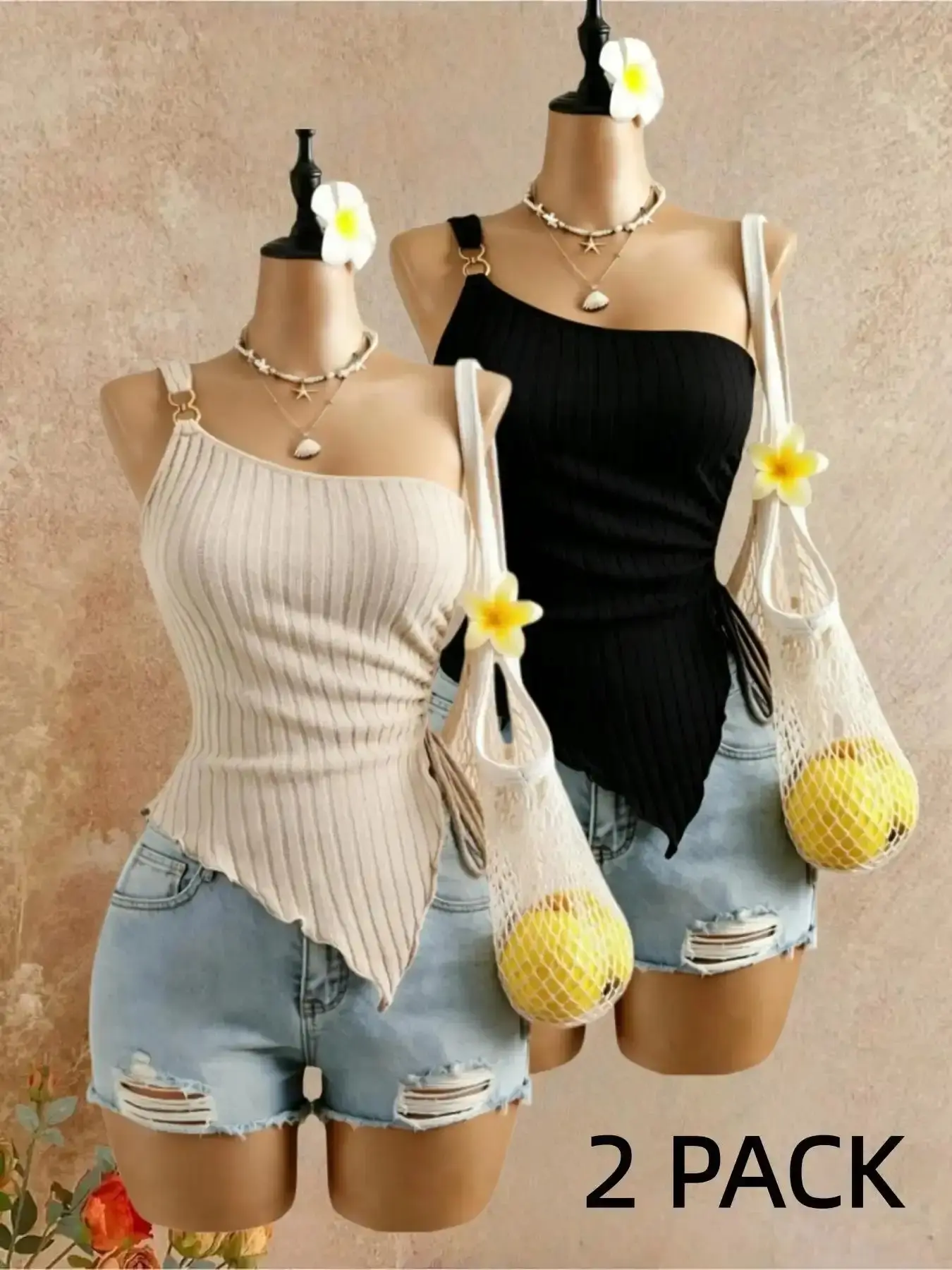 Women's Solid Ruched Asymmetrical Hem Tank Top, Camisole Tops, Casual Fitted Sleeveless, Elegant One Shoulder Drawstring Side Top for Daily Wear, Ladies Clothes for All Seasons, Adjustable Cami Top