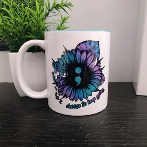 Mental Health • Choose To Keep Going • Suicide Awareness ; 11oz Mug Blue Ceramic Drinkware Tea Coffee Reusable Washable Cup Reuse