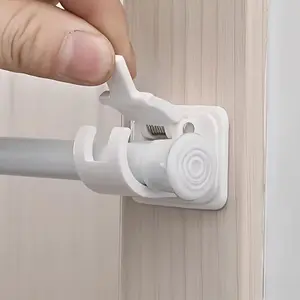 2026 New Model - 10 sturdy curtain rod hooks - Adjustable telescopic rod fixing brackets, equipped with non-penetrating adhesive bracket clips and horizontal curtain rod supports, facilitating installation and stability, No Drill Curtain Rods