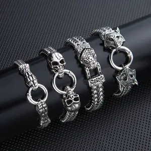 2026 Viral  Men’s Retro Punk Stainless Steel Bracelet | Snake, Beast & Skull Head | Hot Selling V-Day Gift for Him