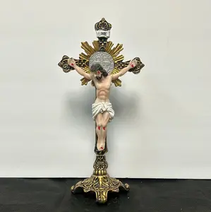 Jesus en la Cruz y medalla de San Benito 10"  / Jesus on the Cross and Saint Benedict medal 10"