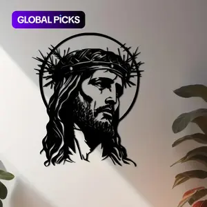 Unique Jesus Halo Metal Wall Art -11.81 inch Christian home decor, modern minimalist design with a spiked crown, perfect housewarming gift, suitable for faith spaces and inspiring wall decorations, Modern Abstract Design #GLOBAL PICKS