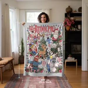 Rudolph the Red, Nosed Reindeer Christmas Blanket, Sofa Bining Throw, AC Home Blanket, Christmas Decor, Winter Family Movie Nights, New Year's Day, Christmas Gift