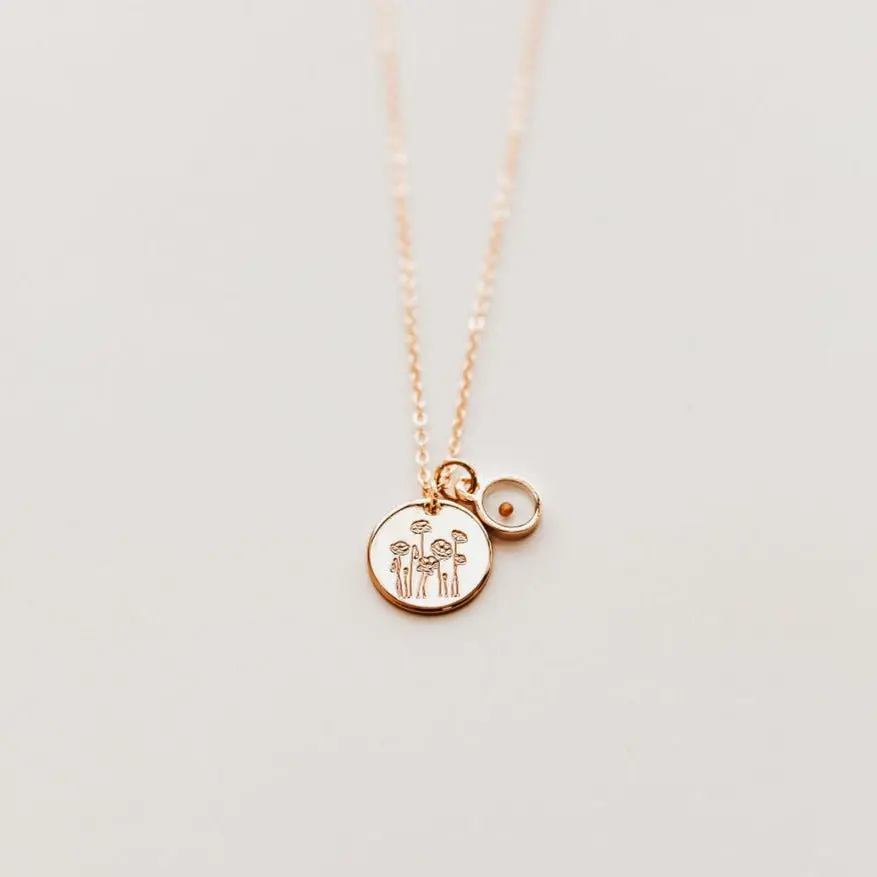 Poppy Necklace with Mustard Seed