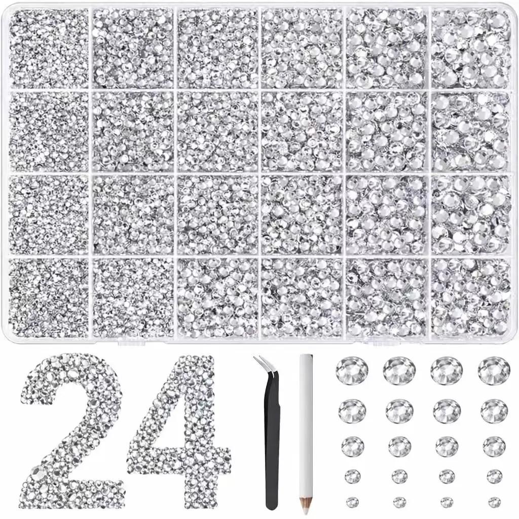 DIY Bedazzling Kit with Mixed  Tweezers,Pick up Pen and Gifted Tools for DIY Crafts Apparel Nail Art ，34000Pcs 40 different Jelly Synthetic Rhinestones for Bedazzling, 3mm Multicolor Resin Flatback Synthetic Gems for Diamond Art,  for Crafting bedazzled