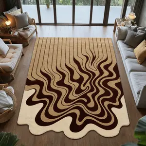 1 pcs. Living room rug, Home Decor Rug, bohemian fluid irregular geometric pattern carpet, washable and machine washable, non-slip, soft and comfortable plush mat. Suitable for living room, bedroom, dressing room, vanity, and leisure area.