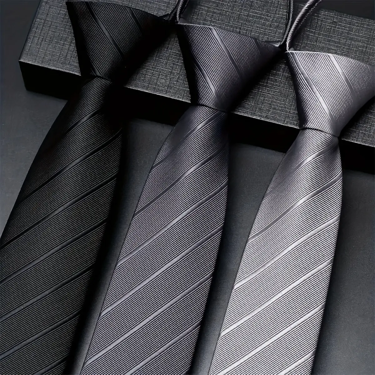 3-Pack Men's Pre-Tied Zipper Ties - High-Density Solid Color Microfiber Neckties (Black, Navy, Burgundy) - Wrinkle-Free Easy Wear Business Ties for Work, Wedding & Interviews - Ideal Gift for Dad, Husband & Groomsmen