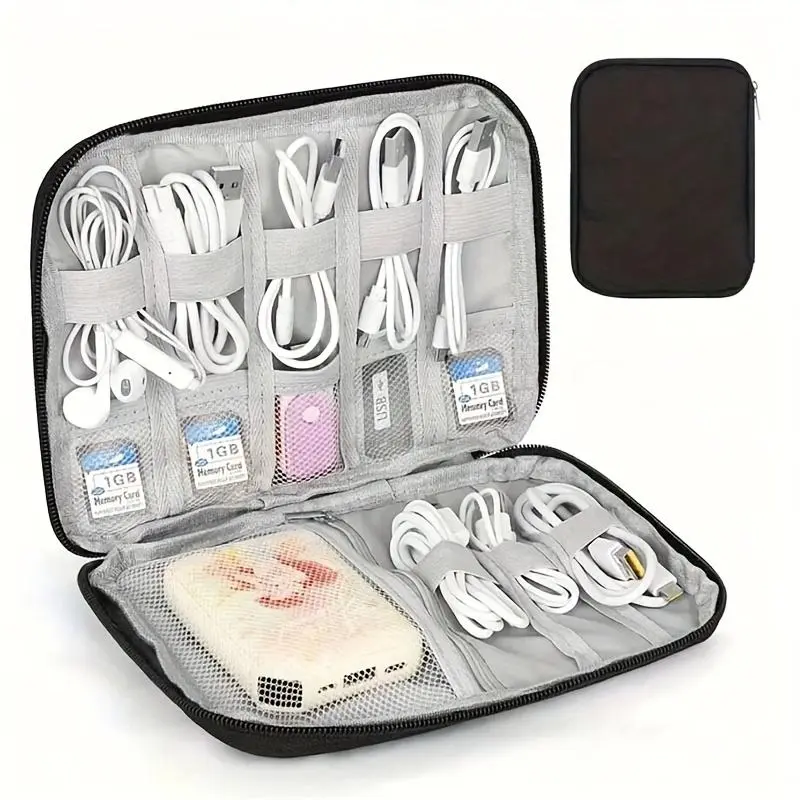 1pc Travel Cable Organizer Case / Multi-Pocket Electronic Accessories Box for Cables, Chargers, Memory Cards / Portable Tech Gear Pouch for Office and Travel Essentials