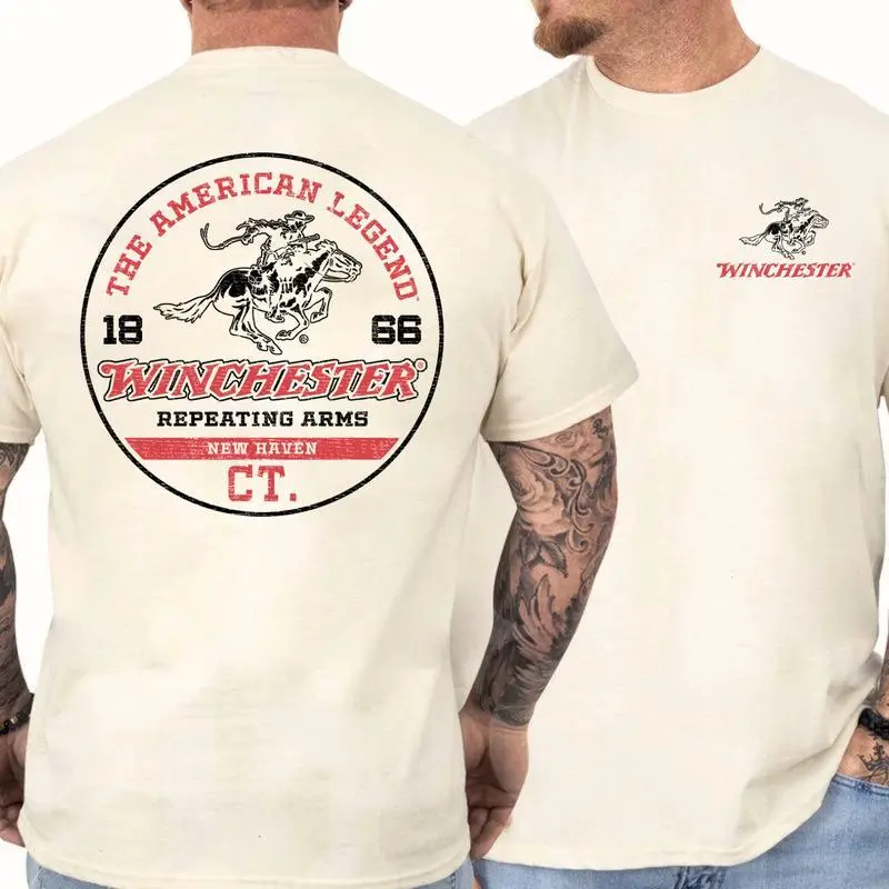 Winchester The American Legend 1866 Cowboy Shirt, Classic Western Repeating Arms Graphic Tee, Gift For Gun Enthusiasts Tops, Vintage Outdoor Apparel For Men, Hunting Season T Shirt, Deer Hunting Tee, Unisex Casual Tops