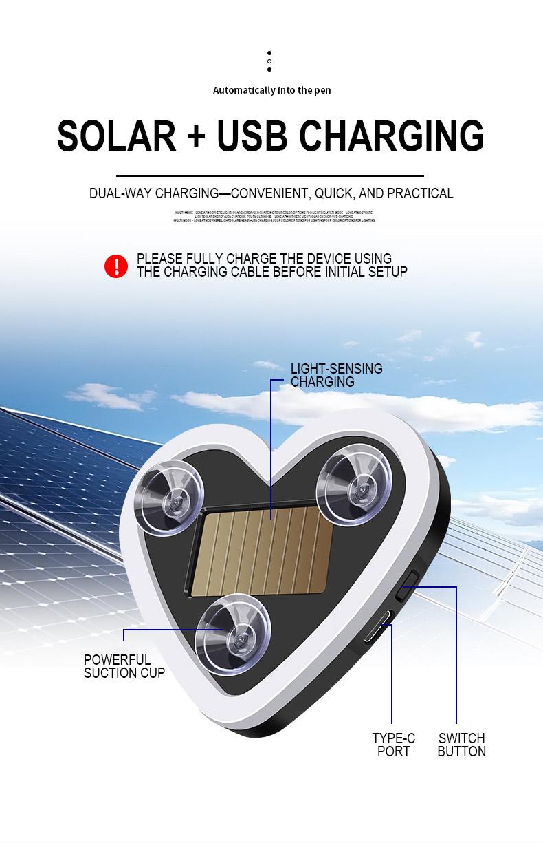 DIYCOM Solar-Powered Heart Neon Light, Multi-Mode Cars Accessory for Car Decorating, Cars Accessories campingessentials travelessentials