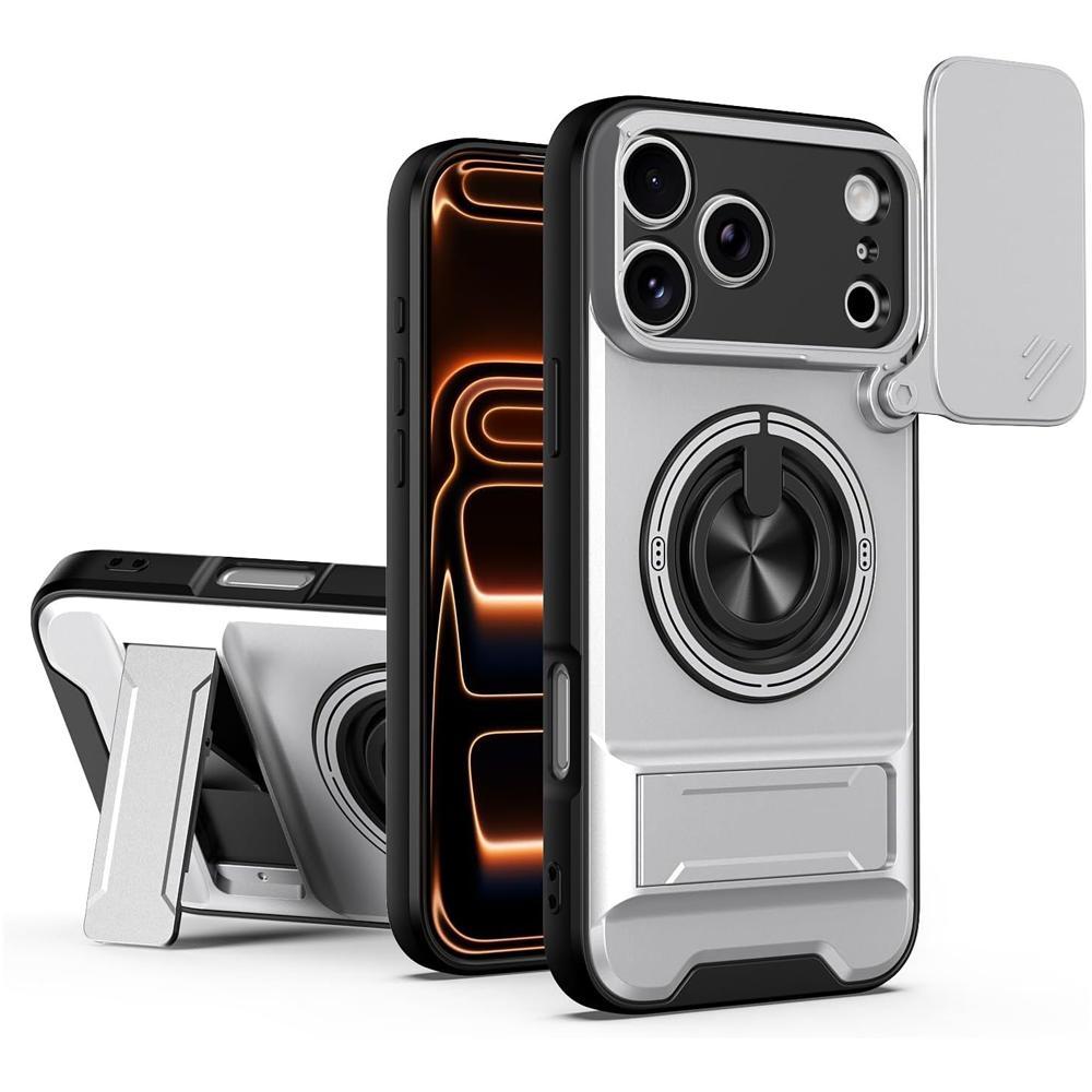 Slide Lens Protection 360° Rotate Magnetic Ring Kickstand   Shockproof Heavy Duty Protective Cover Ultra Thin Compact Design for iphone 17 pro case Pro Max/16 pro max cases/15/14/13/12/11 Series & Samsung mobile phone series with Protector