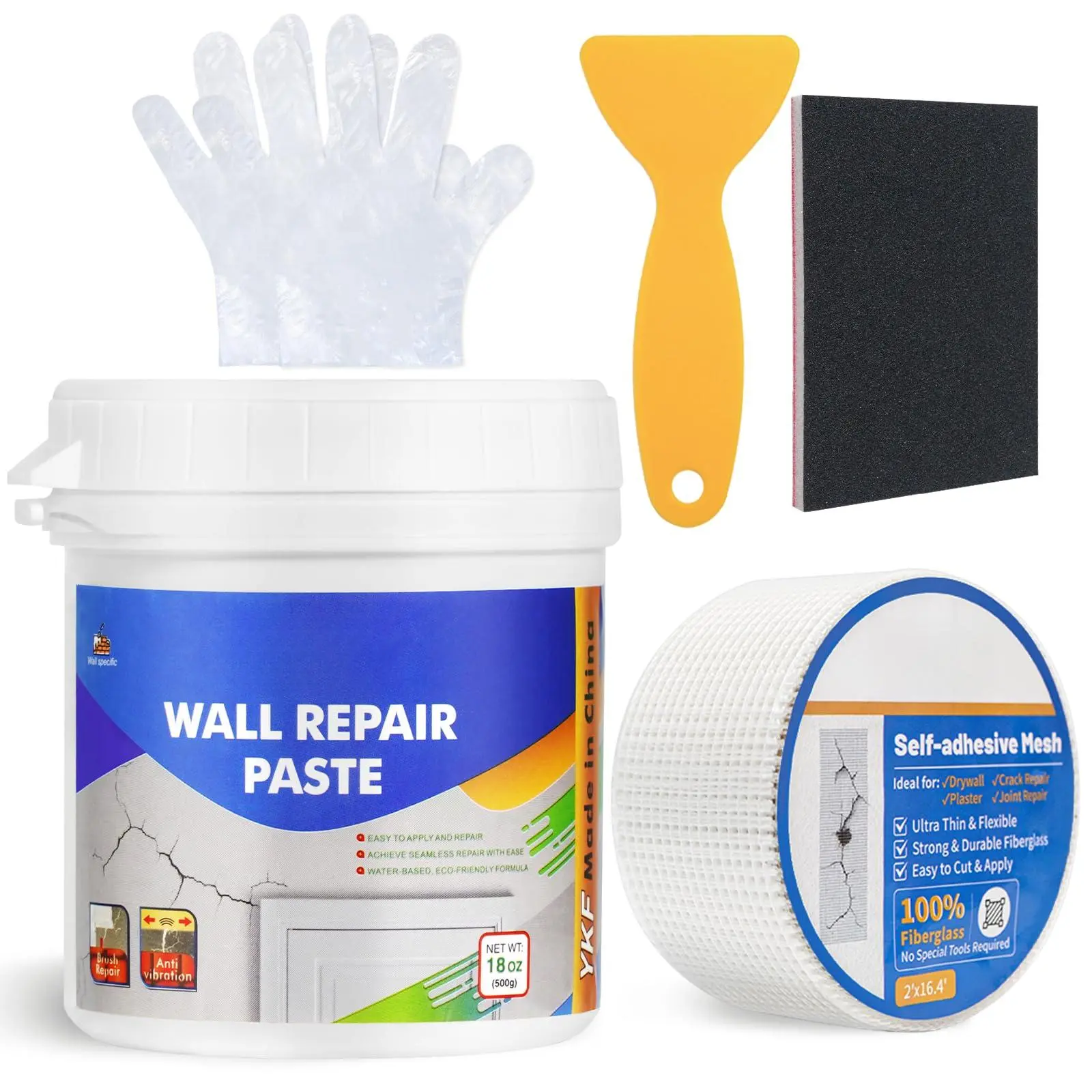 Drywall Repair Kit 18 Oz Spackle Wall Paste With Scraper  Quick & Easy Solution For Holes Plaster Cracks Wood - Professional Home Putty