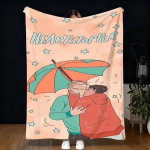 Heartstopper Theme Flannel Blanket, Soft Warm Sofa Bed Balcony Throw, Perfect Gift for Daily Rest, Multi-Scene Home Decor Practical Present