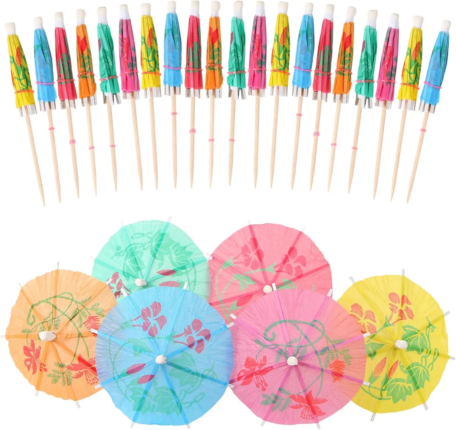 30pcs High-Quality Paper Cocktail Umbrella Parasols Picks - 8x10cm, Colorful Tropical Cupcake Toppers & Cake Supplies for Beach Party, Parties and Gatherings
