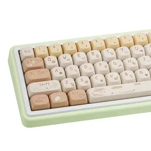 Pink White Keycaps, Dye-Sublimation PBT Keycaps, MOA Profile Cute Keyboard Keycap Set for 61/64/68/84/87/100/104/108 Cherry MX Mechanical Keyboard Pbt Material Ergonomic Design