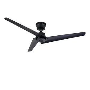 NookNova 52 Inch Low Profile Black Ceiling Fan, Reversible Quiet DC Motor Remote Control Slim Mount Fan for Porch Garage Shop Outdoor Patio
