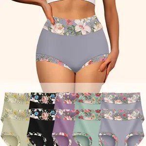 Full-Figured Floral Patchwork Panties: High Waist, Snug Fit, Ultra Soft & Breathable