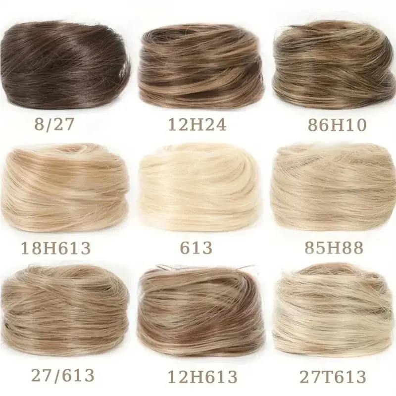 New Human Hair Buns Ponytail Hairpiece Brazilian Hair Pieces Bun For Women Scrunchies Updos Donut Chignon 100% Human Hair Extensions