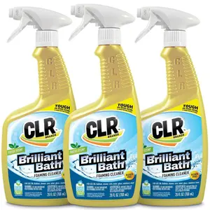 CLR 26 oz. Brilliant Bath Bathroom Cleaner, Foaming Bathroom Cleaner for Tubs, Sinks, and Showerheads, No Scrub Formula Removes Soap Scum and Hard Water Buildup, EPA Safer Choice Certified, Ammonia and Bleach Free, Safer for Family.