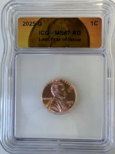2025-D Lincoln Cent 1C ICG MS67 RD – Last Year of Issue