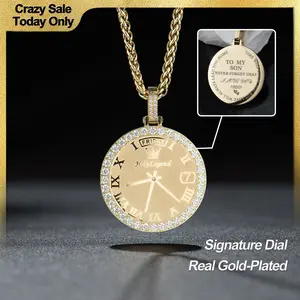 Holylegend 14K Real Gold Plated Watch Pendant Necklace with “To My Son” Engraving, CZ Accented Classic Timepiece Design, Meaningful Gift from Parents to Son