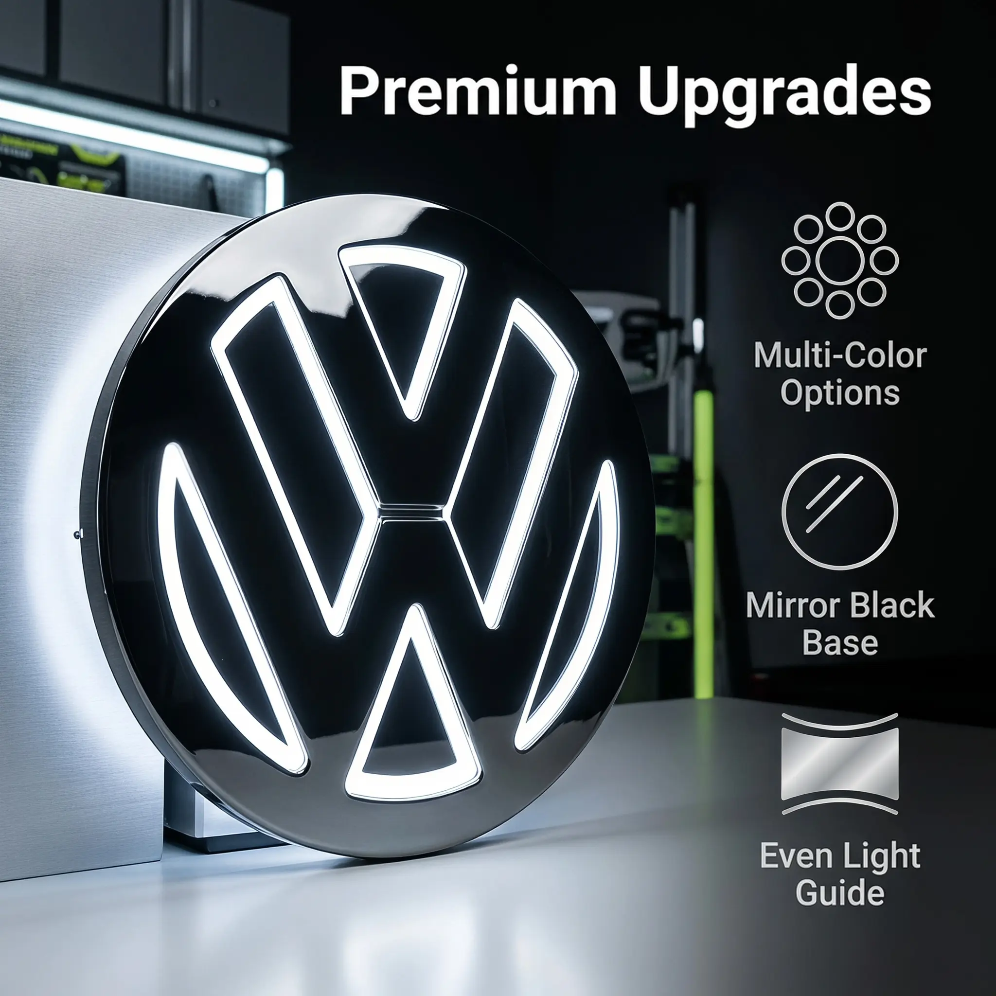 Illuminated Hollow LED Front Grille Badge for Passenger Cars, ABS Plastic Light-Up Car Emblem, Waterproof Auto Front Logo Replacement Modification Accessory, Multi-Color Lights for Night Driving