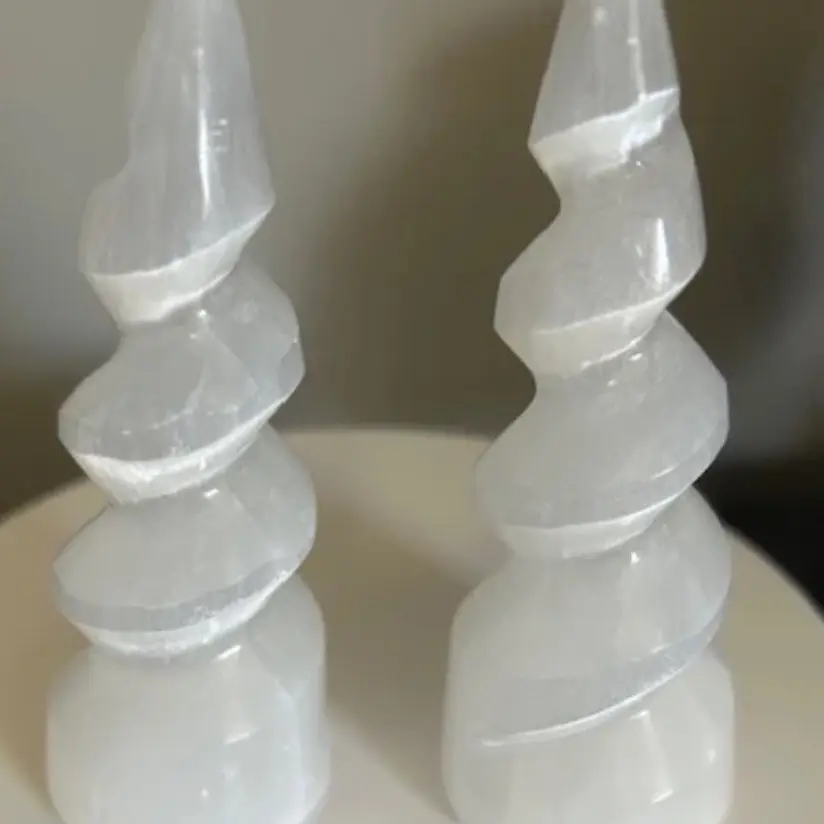 Selenite Spiral Tower 4"