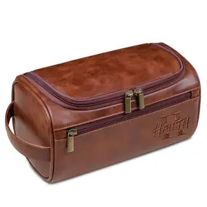 【FathersDayGift】HAILTH Large Leather Men's Travel Toiletry Bag Personalized Toiletry Bags for Men Small,Premium Quality Durable and Stylish Travel Organizer for Travel, Grooming and Personal Care,Waterproof Leather Dopp Kit  outdoorfun