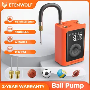 Etenwolf Electric Ball Pump 3200mAh, Auto Stop & Deflate, ±0.3 PSI Gauge for Basketball, Soccer & Volleyball – Precision Inflation, No More Guessing, Standby for 2 Years (Vivid Orange) Portable