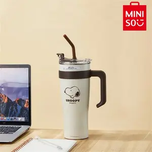MINISO Snoopy Collection Steel Tumbler with Straw 1600mL – Double-Walled Vacuum Insulated, Leak-Proof & Large Capacity, Hot & Cold Retention for Daily/Outdoor Use #Summervibes