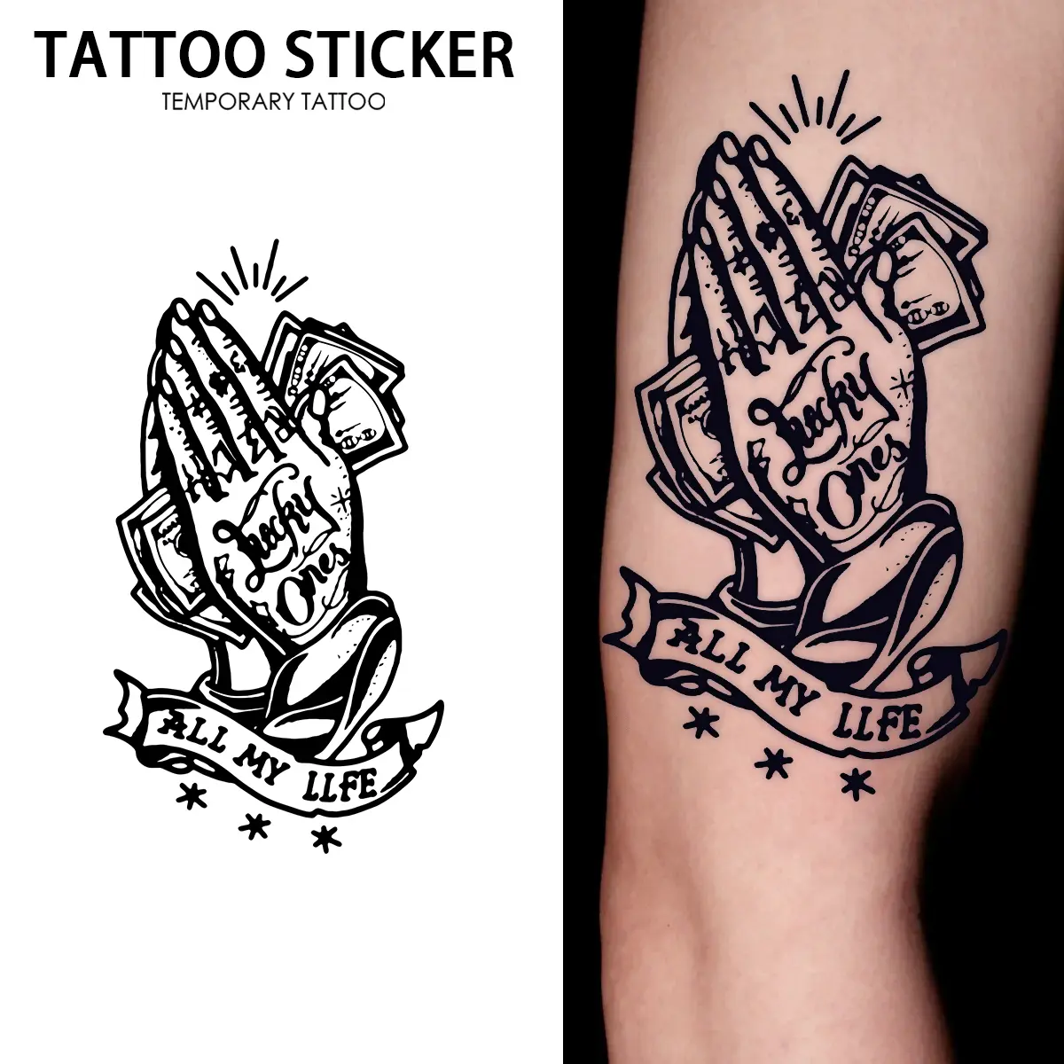 5PCS Temporary Tattoo Lion Angel Koi Black Grey Sleeve Series Fake Tattoo Stickers, 4 Sheets Pack, Semi-Permanent Durable Waterproof, Realistic Look For Men, Perfect For Street Daily Outfit Body Art - Temporary Tattoos