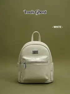Patchwork leather mini backpack, Casual Lightweight Backpack - Women's casual daily bag, small schoolbag, with silver hardware and zipper pocket, soft PU leather backpack, suitable for travel, commuting and daily wear
