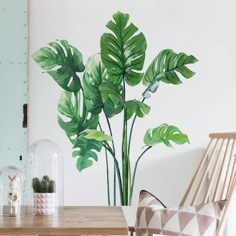 Large Monstera Leaf Wall Decal, Tropical Plant Leaves Wall Sticker, Jungle Design Room Decor Sticker