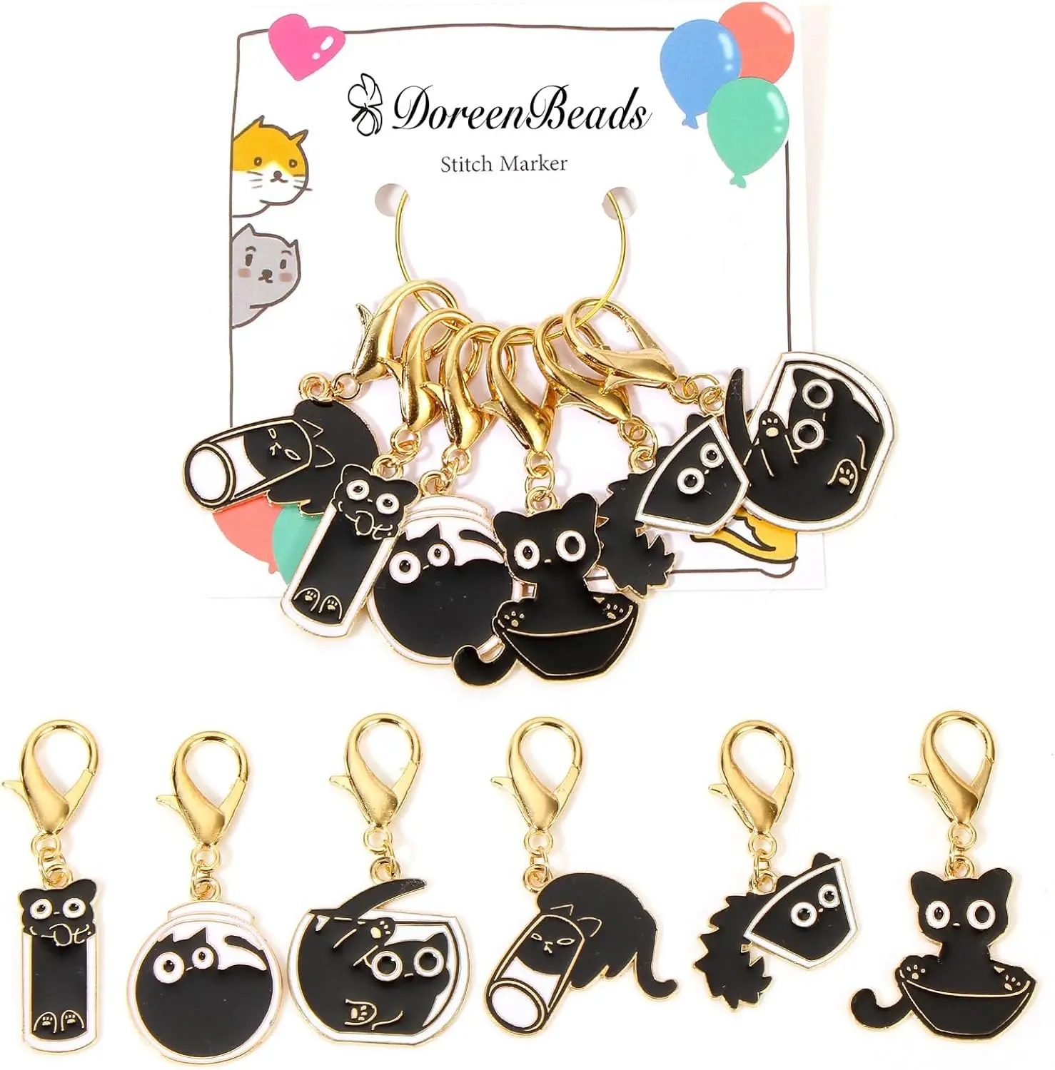 Cat Stitch Markers for Crocheting and Knitting, Alloy Enamel Crochet Marker Crochet Gifts for Knitting Weaving Sewing Accessories Quilting Jewelry Makin DoreenBeads