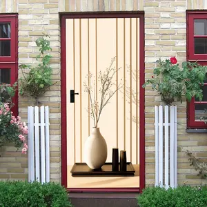 2pcs Modern Minimalist Wooden Vertical Stripes Wall Sticker Self Adhesive Waterproof Removable Nordic Style Home Decor Art Mural for Living Room Bedroom Dining RoomEffect Decorative Wall Decal