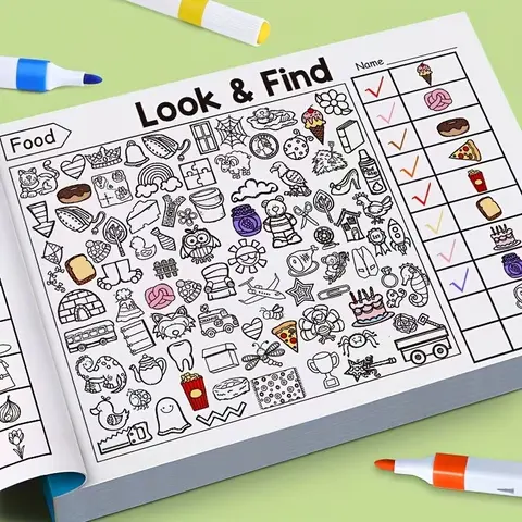 Fun Hidden Objects Book, Discovery Activity Book with Visual Search Challenges and Interactive Focus Games, Educational Learning Toy, Learning Tool and Easter or Christmas Gift