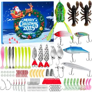 Christmas Fishing Advent Calendar 2025,24 Days Fishing Advent Calendar with 114Pcs Fishing Lures Set,Xmas Surprise Gift for Fisherman,Adult,Men,Teen