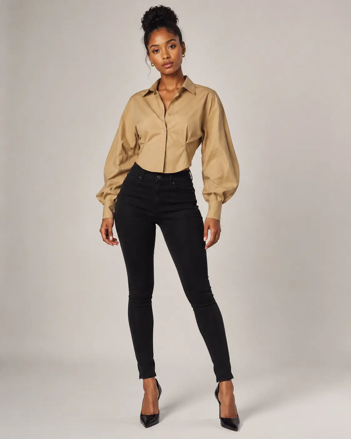 BUTTON UP FITTED POPLIN TOP