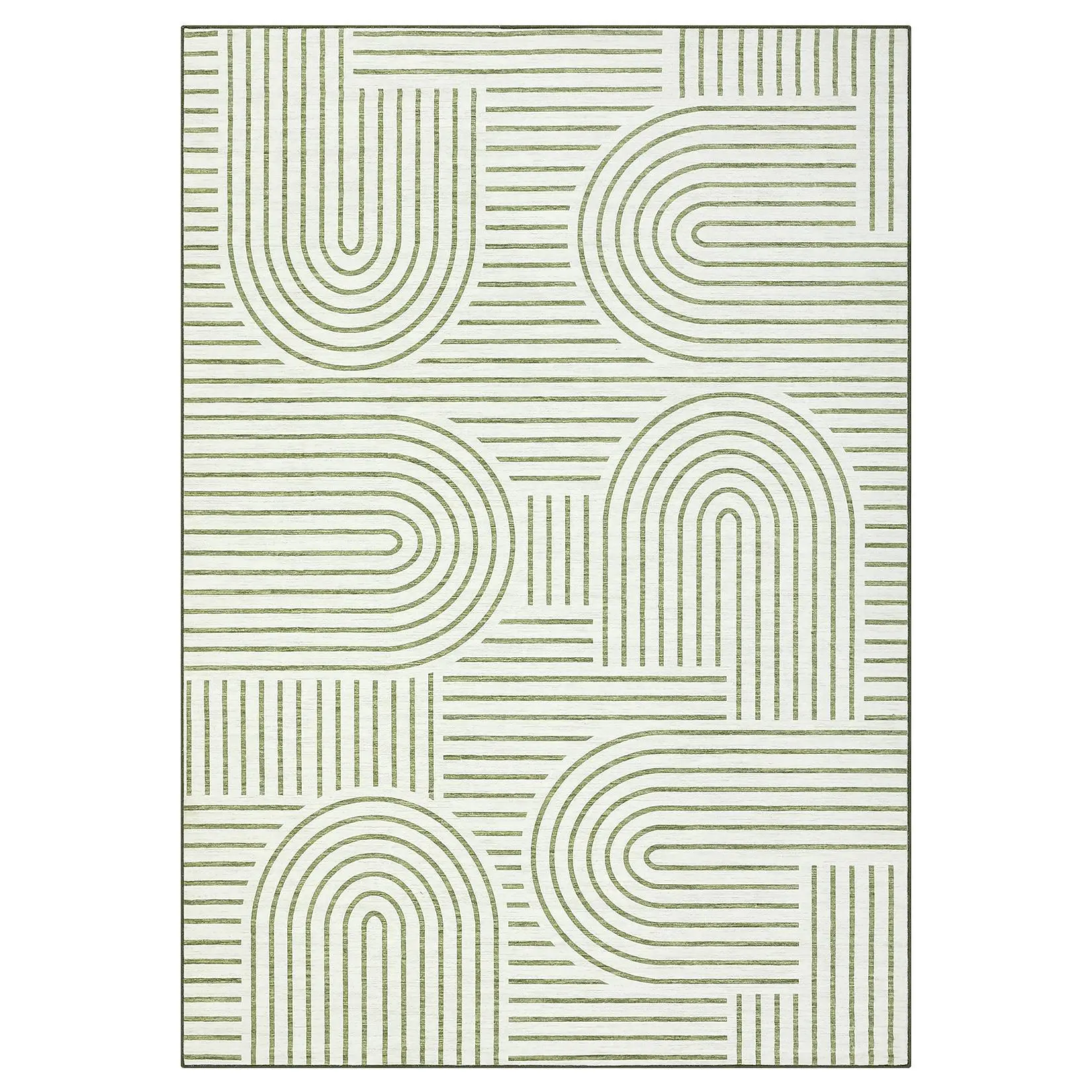 Gaomon 9x12 ft Polyester Low Pile Rug - Green Rectangular, Modern Abstract, Foldable, Machine Washable Area Rug for Hallway, Bathroom, Entryway, Modern Abstract Rug