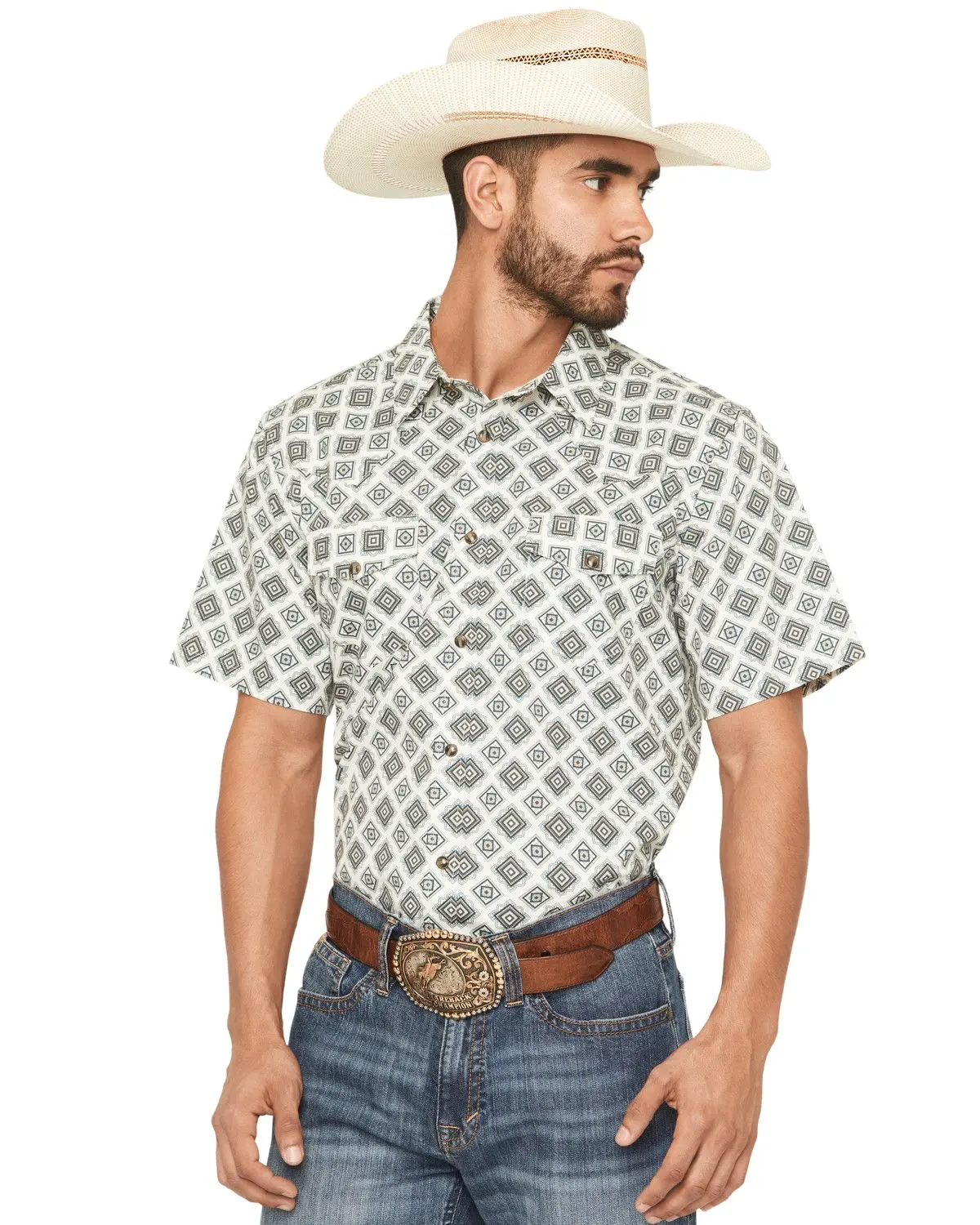 Gibson Trading Co Men's Men'S Time Warp Medallion Print Short Sleeve Snap - Gmfa25w1-Iv
