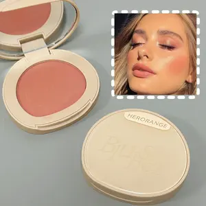 HERORANGE Small Sweetheart Blush, Cool Light Rose Powder, Two-in-One Natural Lipstick Palette, Cute Blusher Eye Makeup, Radiant, Smooth, Beauty Cosmetics, Cosmetics Products