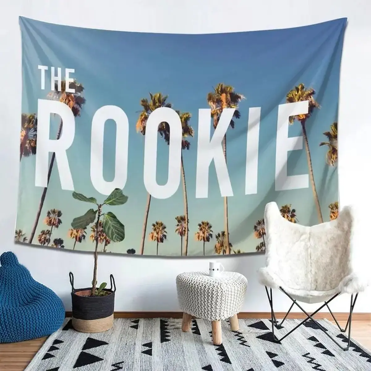 The Rookie Classic All-Over Print Rectangle Tapestry - Minimalist Polyester Fiber Home Decor Wall Textile, Easy-Hanging Backdrop, Machine Wash, Indoor Use, Ideal Gift for Fans, Perfect for Bedroom