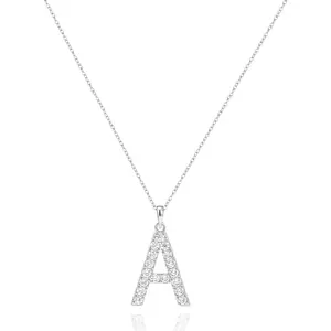 Initial Cubic Zirconia Necklace Jewelry Gifts for Women Adjustable Chain 18" + 2"