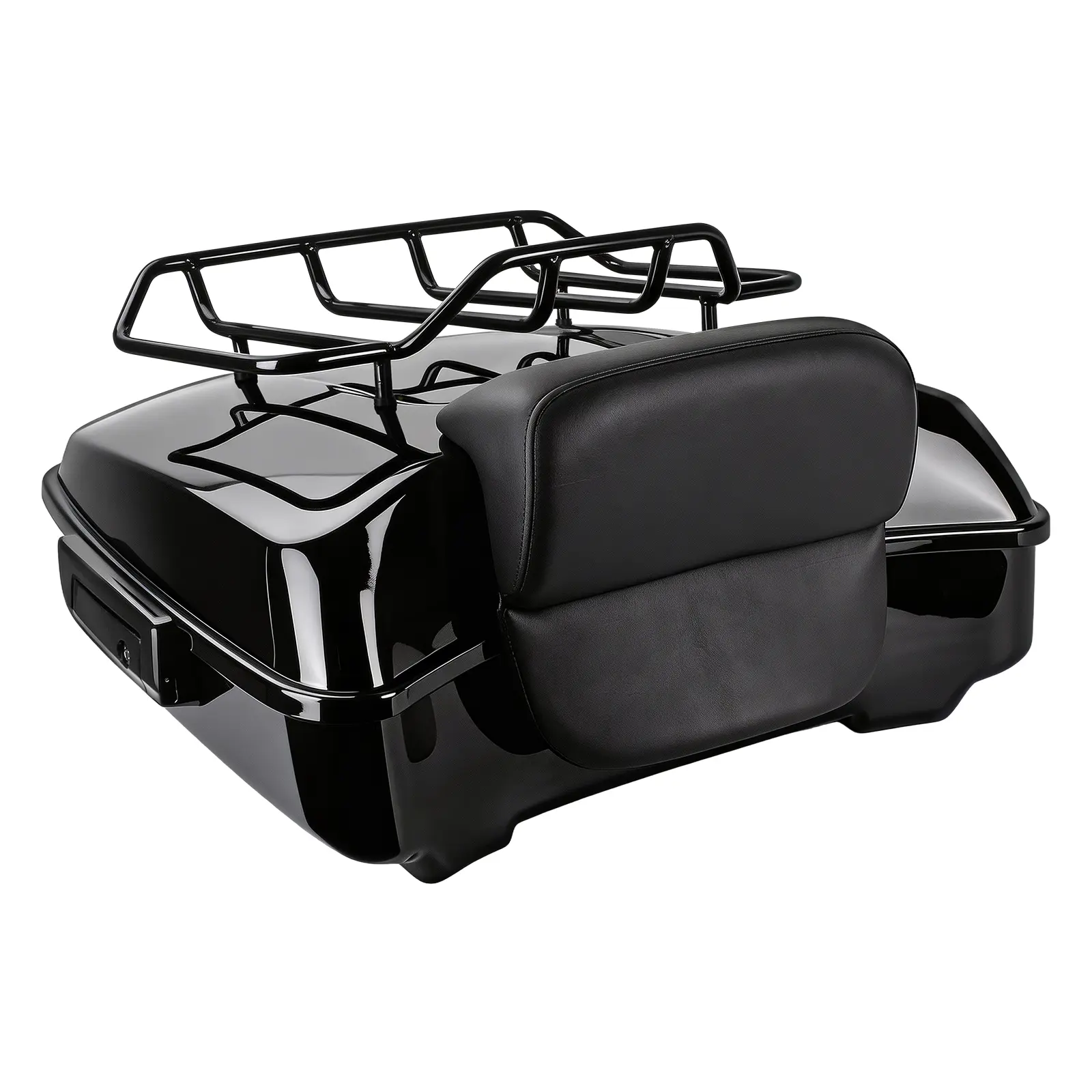 10.7in Classic Motorcycle Chopped Tour Luggage Trunk with 1 Pcs Backrest, Luggage Rack, 2 Pcs Keys, ABS Construction, Sturdy Load-Bearing, Easy-Install Motorcycle Gear for Harley Street Glide, Road Glide, Road King (2014-2025)