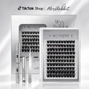MrssRabbit DIY Segmented Eyelash Kit — Soft and Voluminous, Long-Lasting Hold; Includes Lash Remover and Tweezers; beginner-Friendly; Easy at-Home Application; Complete Eyelash Set