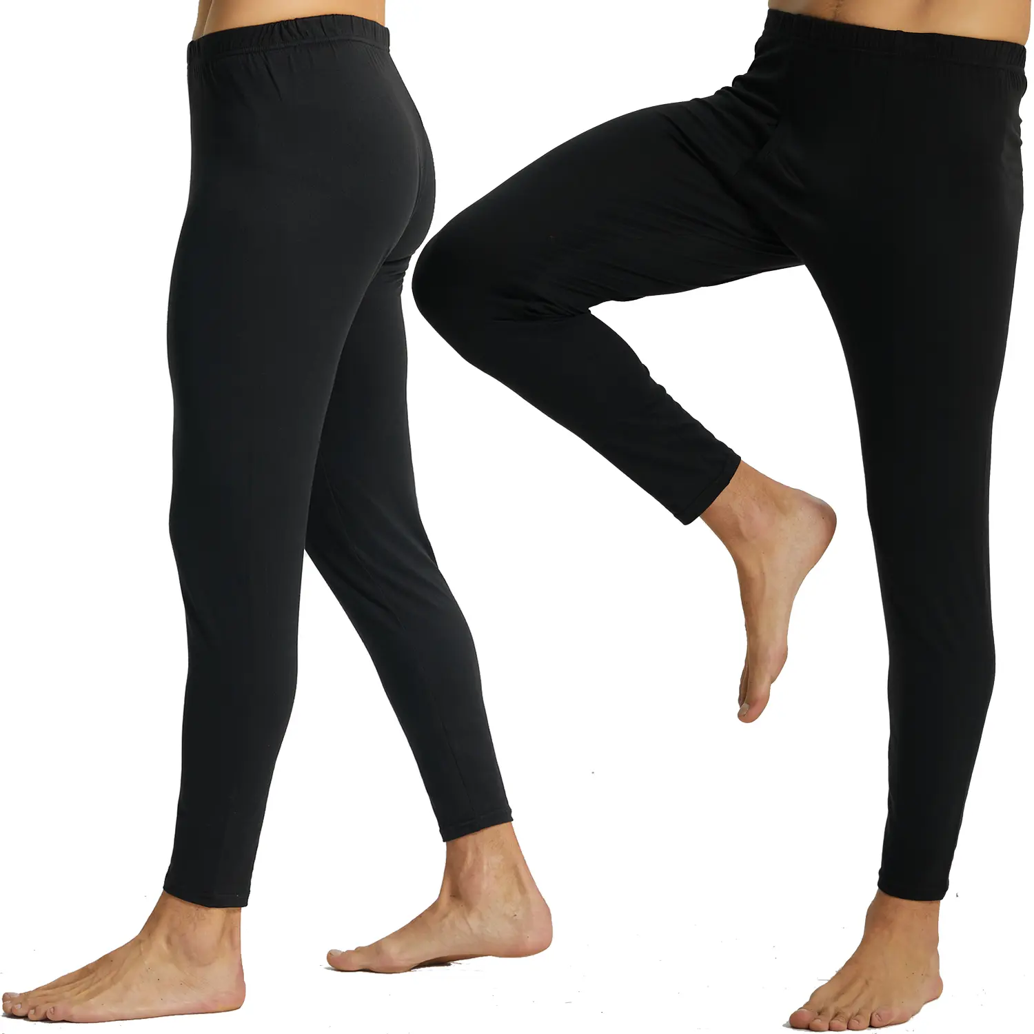 Men's Thermal Long Johns 2 Pack, Cozy Soft Knitting Baselayer Bottoms, Plain High Stretch Underwear for Cold Weather, M, L, Menswear, Warmer