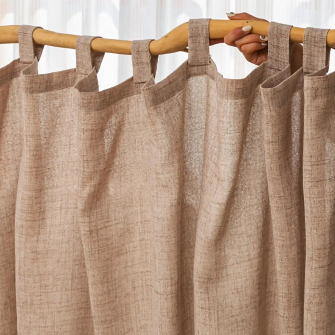 Japanese Style Thickened Cotton Linen Drapes, 1 Count Natural Fiber Window Treatment for Bedroom Balcony Living Room, Home Decor Curtains