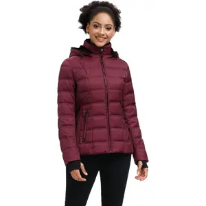 Women's  Down Puffer Jacket Warm Hooded Winter Down Puffer Coat with Faux-Fur Hood & Collar