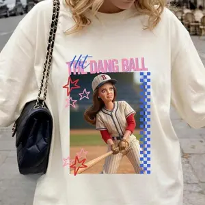 Comfort Colors Hit The Dang Ball Baseball Mom Shirt, Game Day Softball Tee, Distressed Doll Face Meme