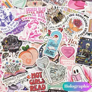 Romance Book Sticker, 150pcs/set Holographic Bookish Sticker, Reading Booktok Glitter Vinyl Decals for Laptop Ebook Readers Journal Scrapbook Sticker Packs